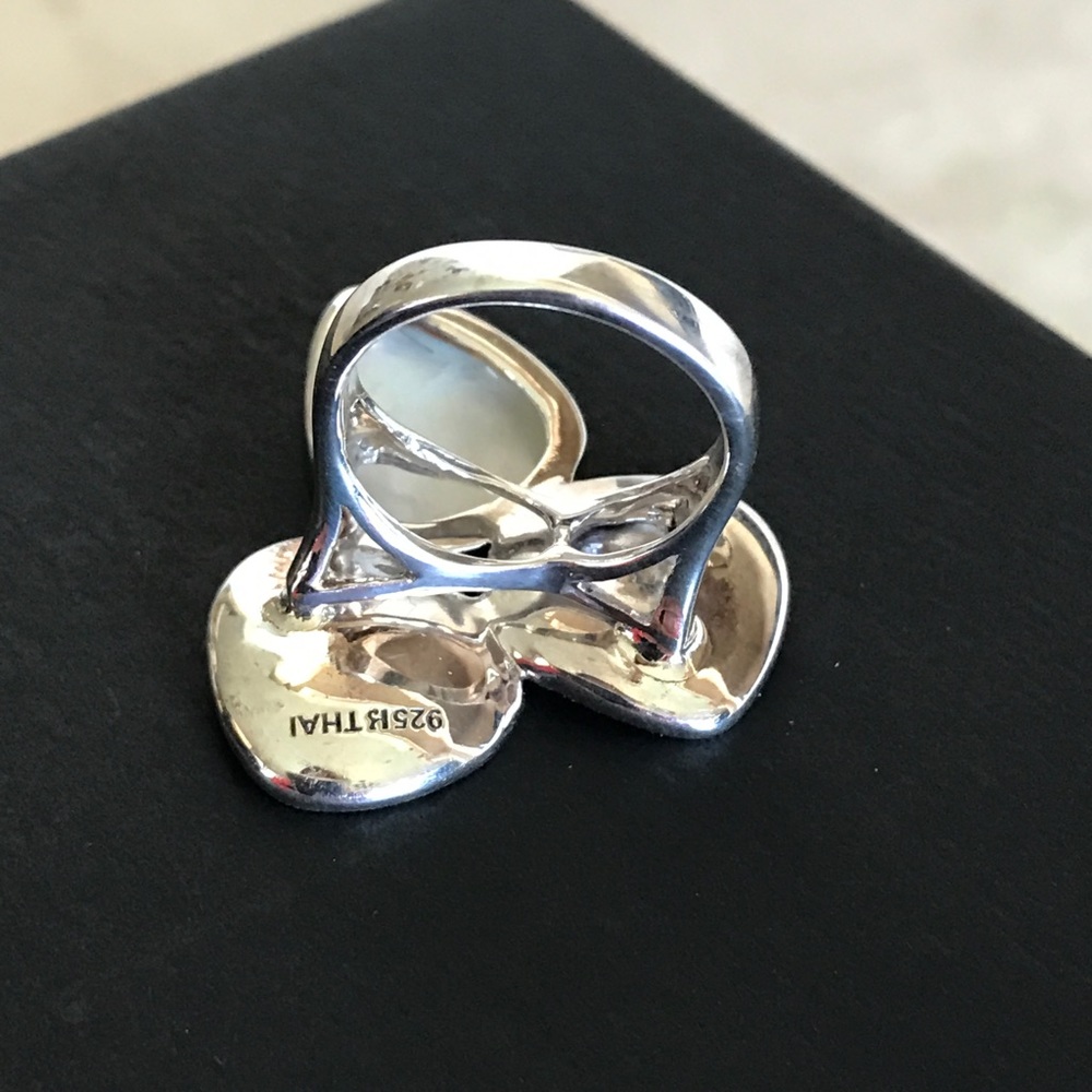 Sterling silver ring with mop and marcasite stone - Picture 4 of 4