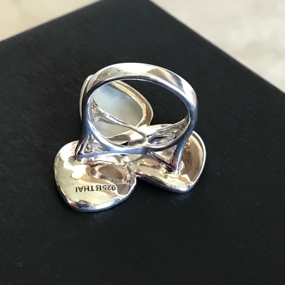 Sterling silver ring with mop and marcasite stone - Picture 4 of 4