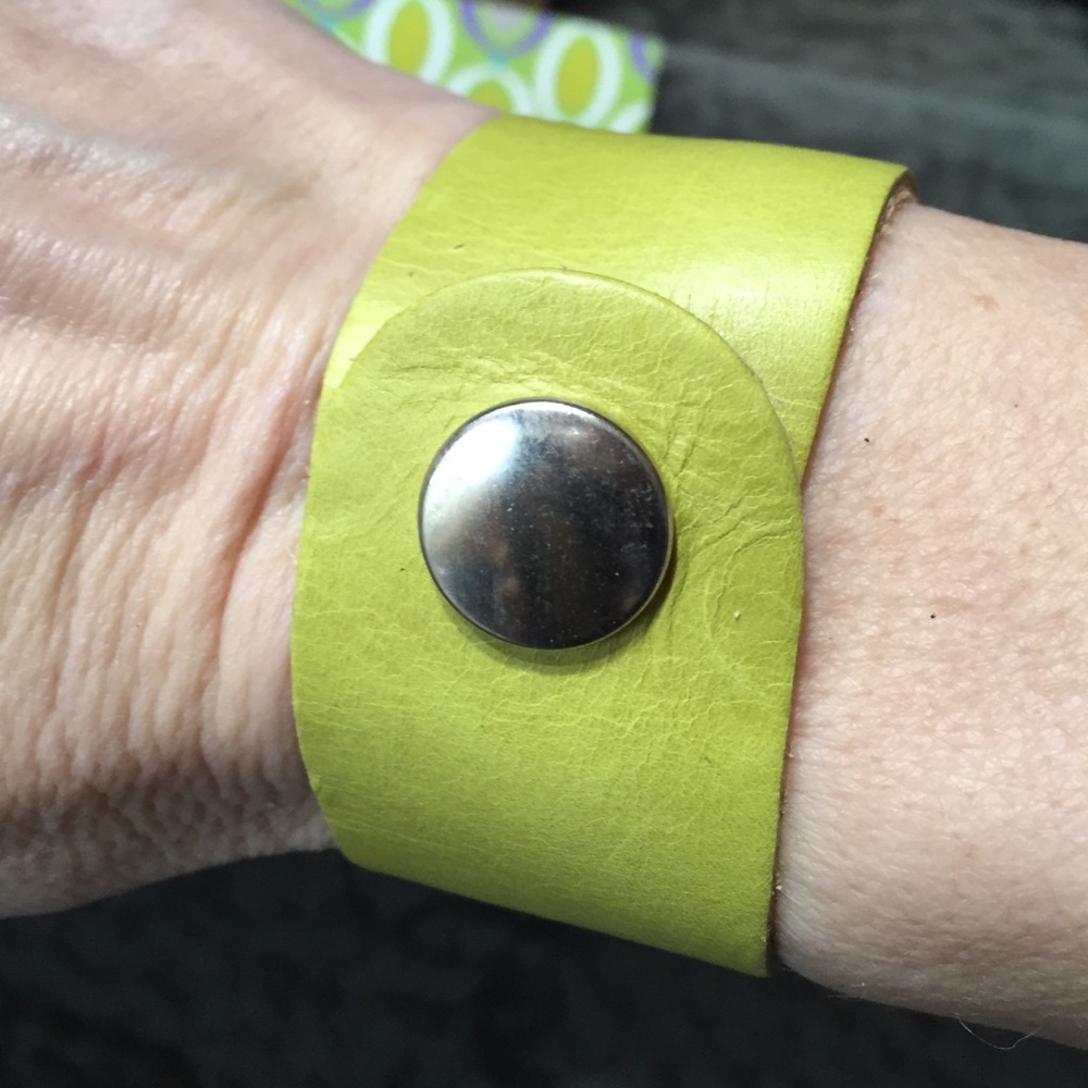 Rachel Abroms Yellow Green Leather Snap Bracelet