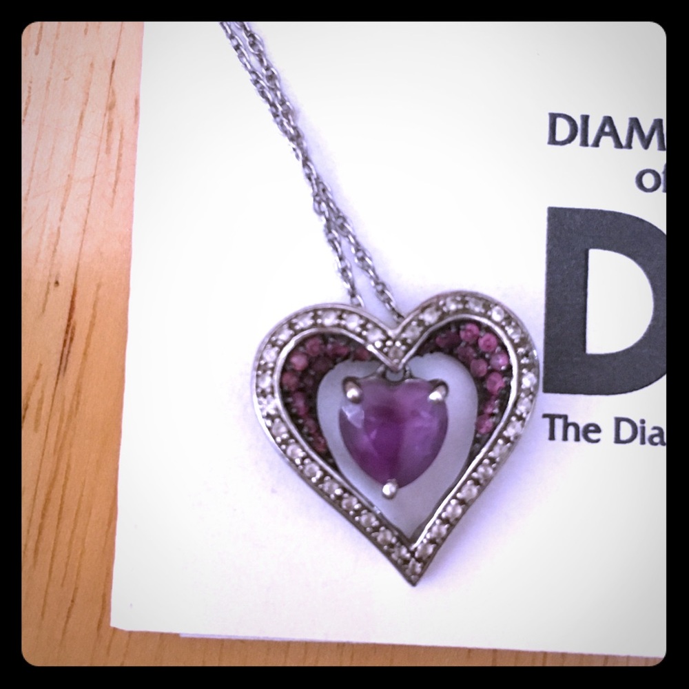 amethyst sterling silver heart pendant necklace