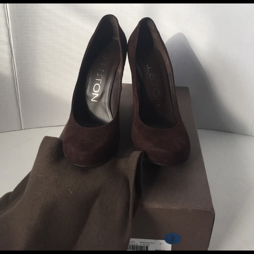 Pre-owned Amazing HALSTON brown suede wedge Heels