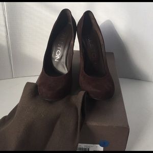 Pre-owned Amazing HALSTON brown suede wedge Heels