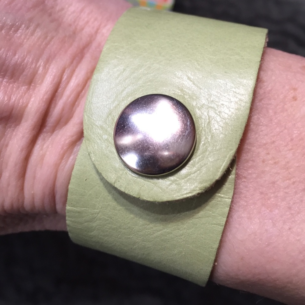 Rachel Abroms Light Green Leather Bracelet