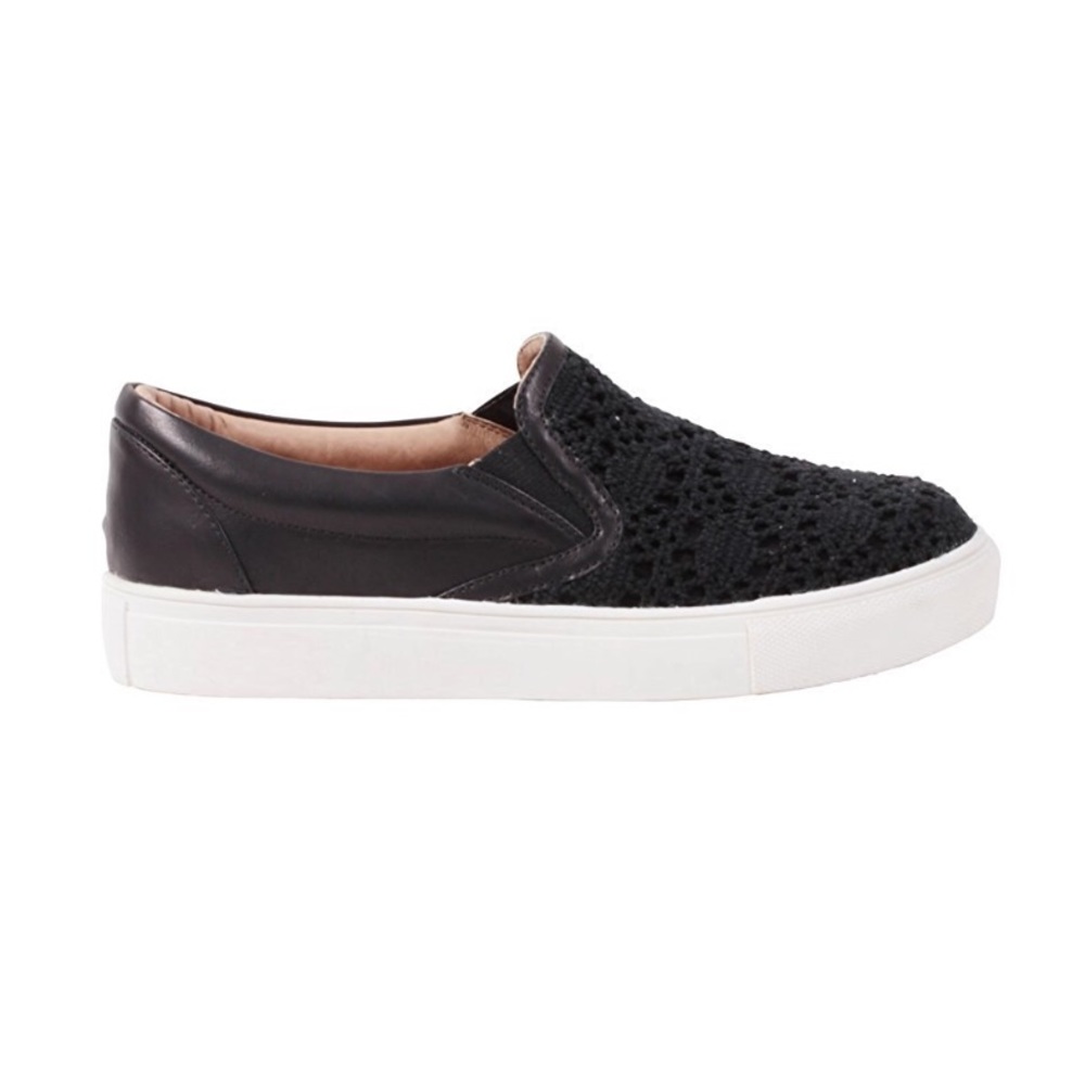 Black Crochet Lace Slip On Espadrilles - Picture 2 of 3