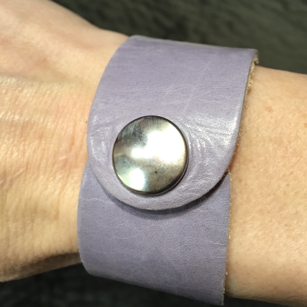 Rachel Abroms Purple Lilac Leather Snap Bracelet