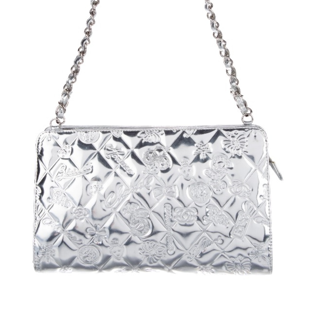 CHANEL Precious Symbols Pochette Silver Clutch
