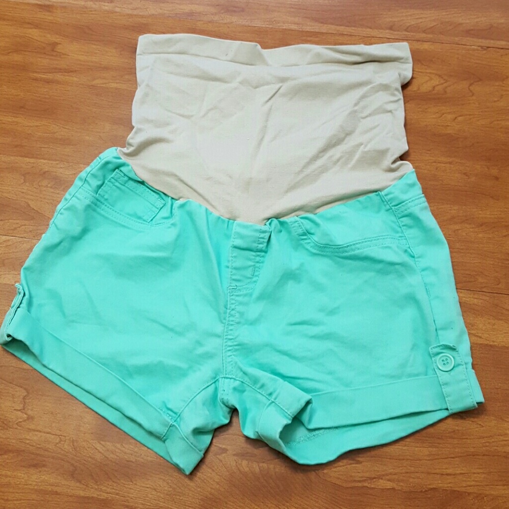 Mint green maternity shorts