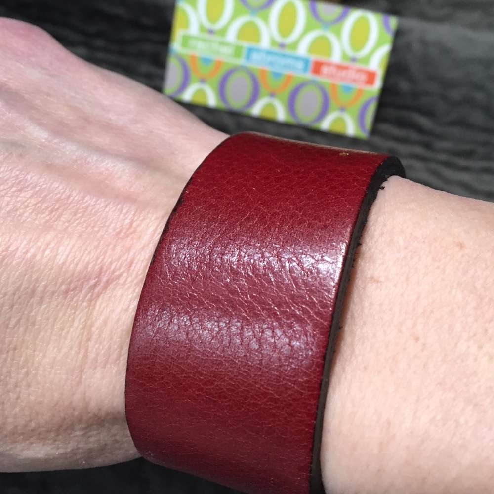 Rachel Abroms Leather Brick Red Snap Bracelet - Picture 2 of 2