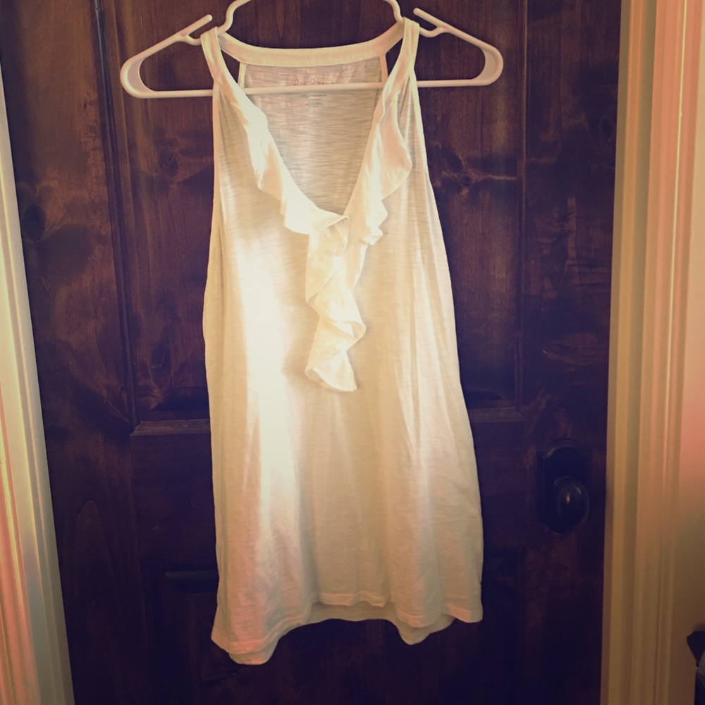Lilly Pulitzer White Ruffle Tank