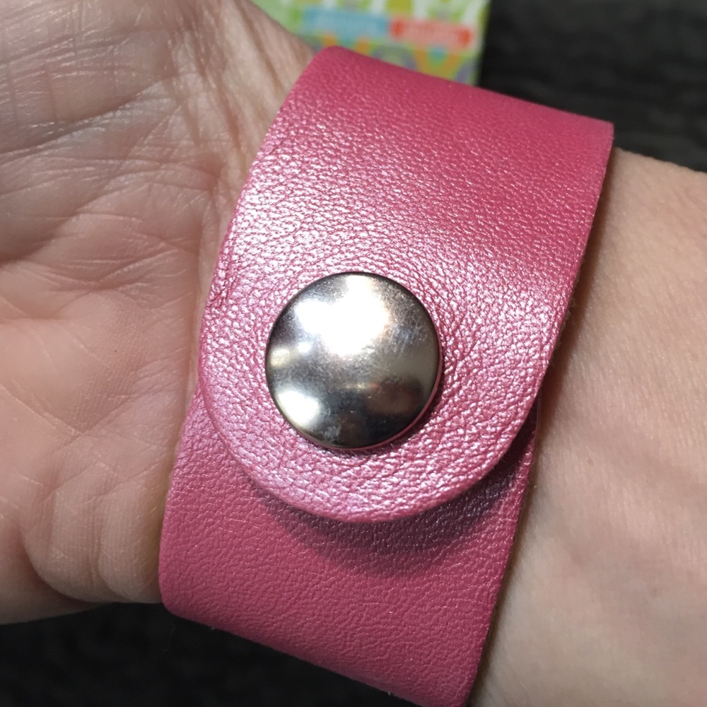 Rachel Abroms Iridescent Pink Leather Bracelet