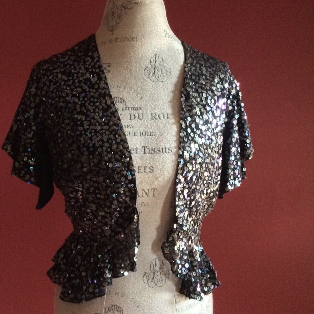 Black Sequin Evening Vest