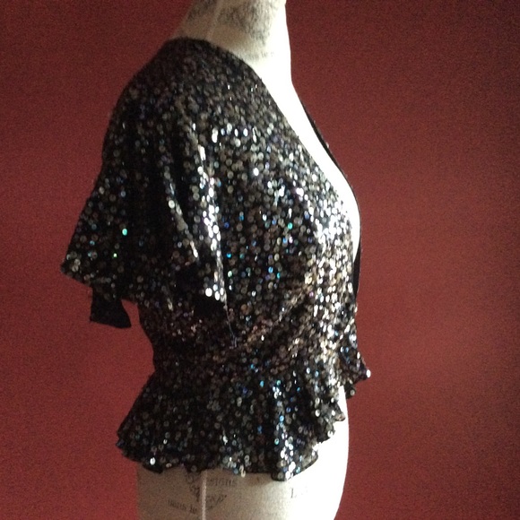 Black Sequin Evening Vest - Picture 2 of 6