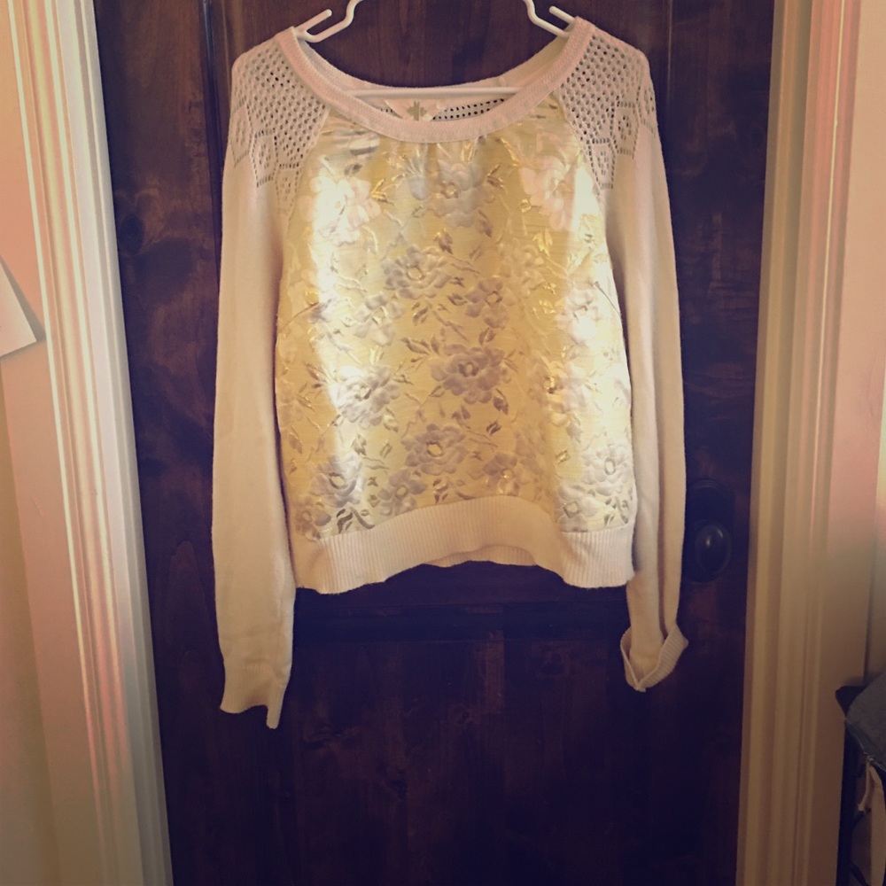 Anthropologie Yellow Floral Sweater