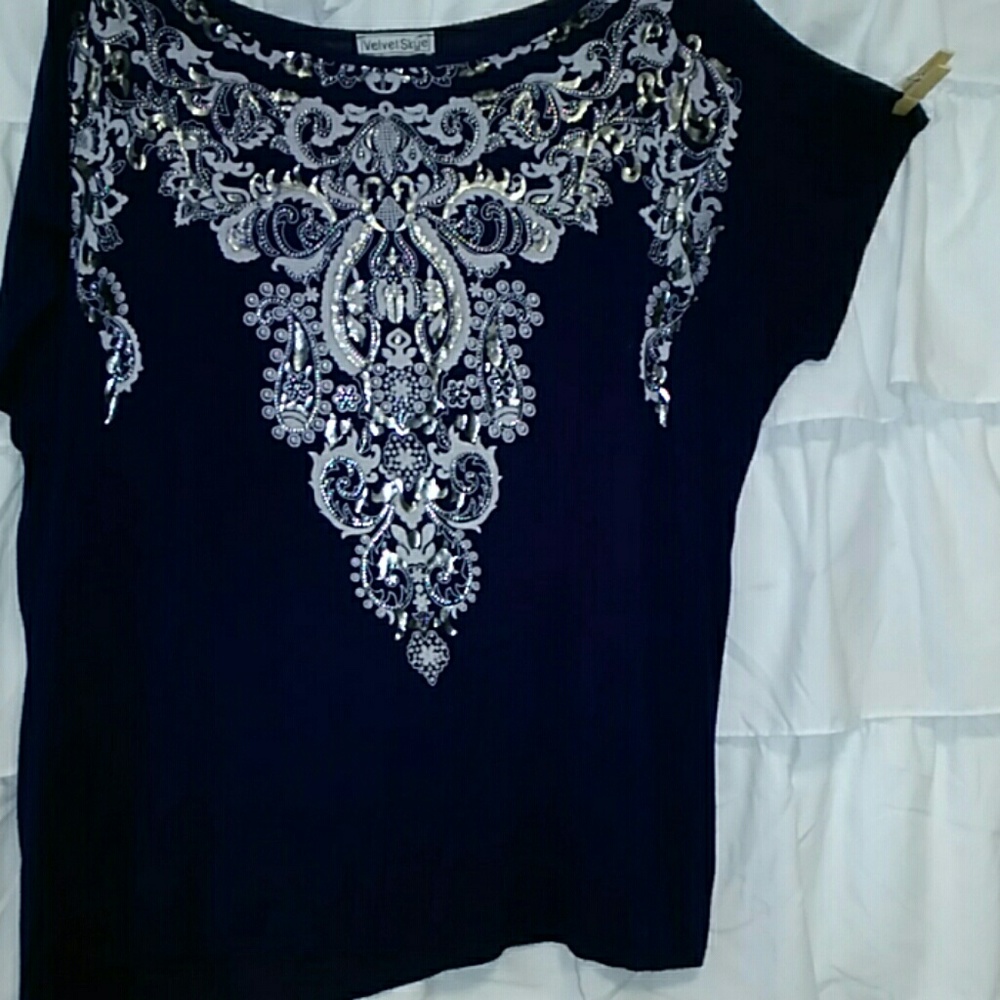 Metallic Ornate Design Shirt Size XL