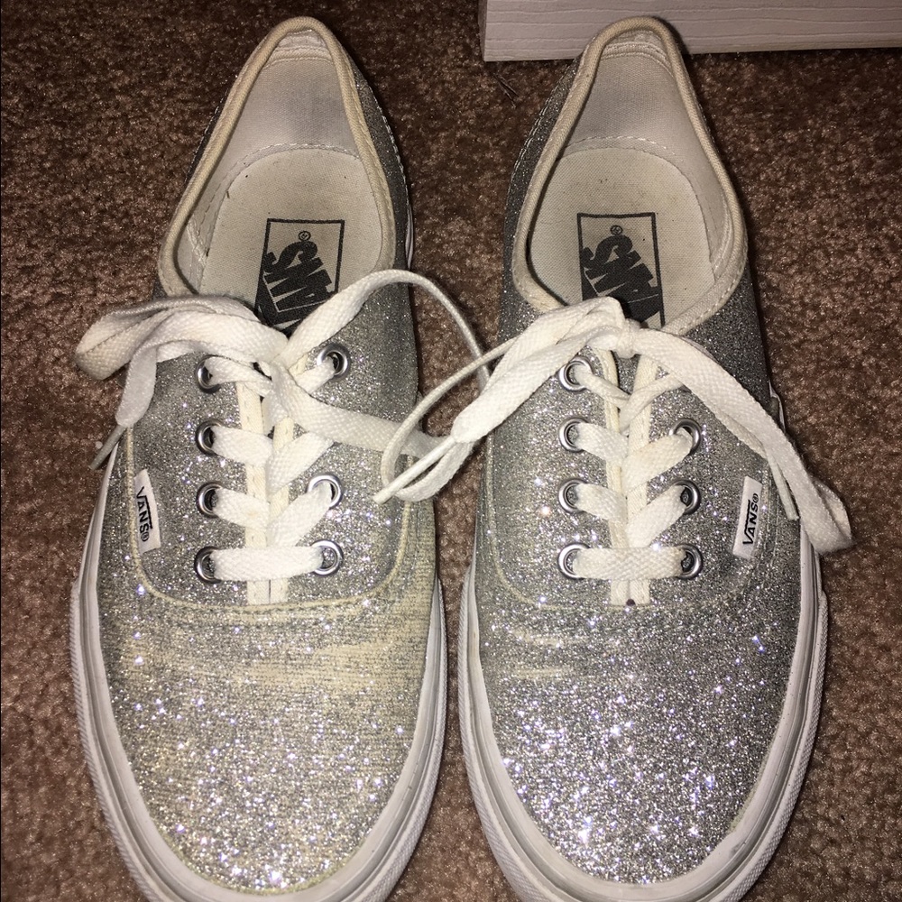 Silver sparkly Vans