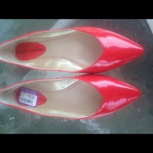 Audrey Brooke reddish orange Patton leather flats