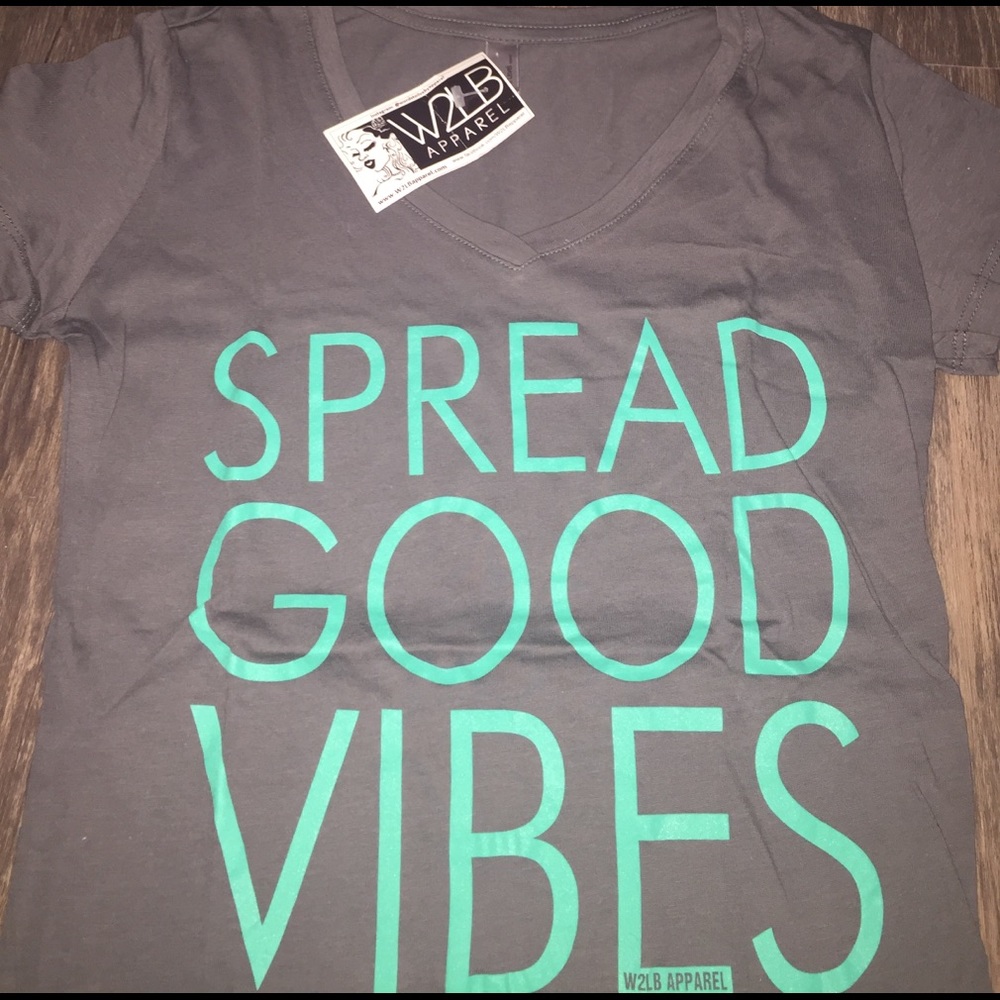 SPREAD GOOD VIBES GRAY VNECK!! - Picture 2 of 2