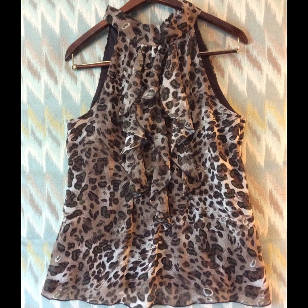 Leopard ruffle tank