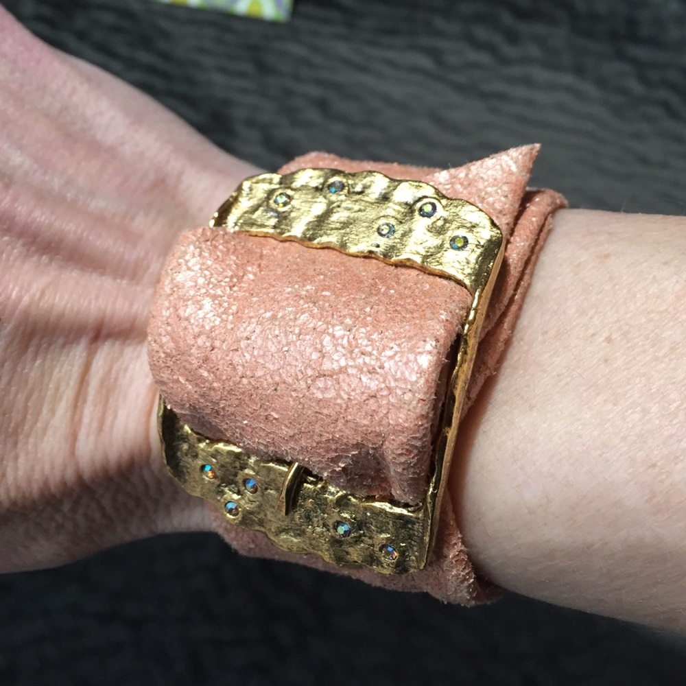 Rachel Abroms Peach Buckle Leather Bracelet