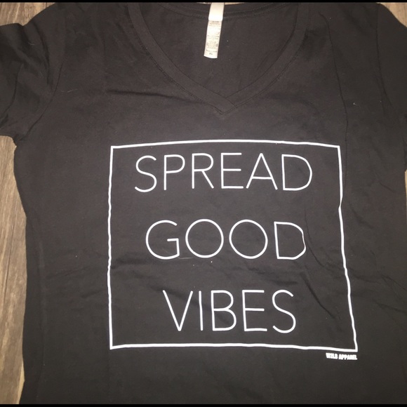 SPREAD GOOD VIBES BLACK VNECK TEE! - Picture 2 of 2