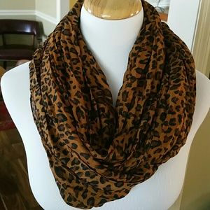 Brown animal print infinity scarf