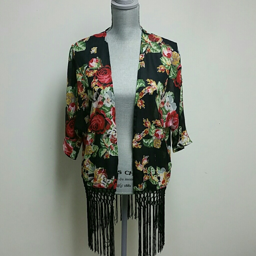 Sheer Flower Kimono Top