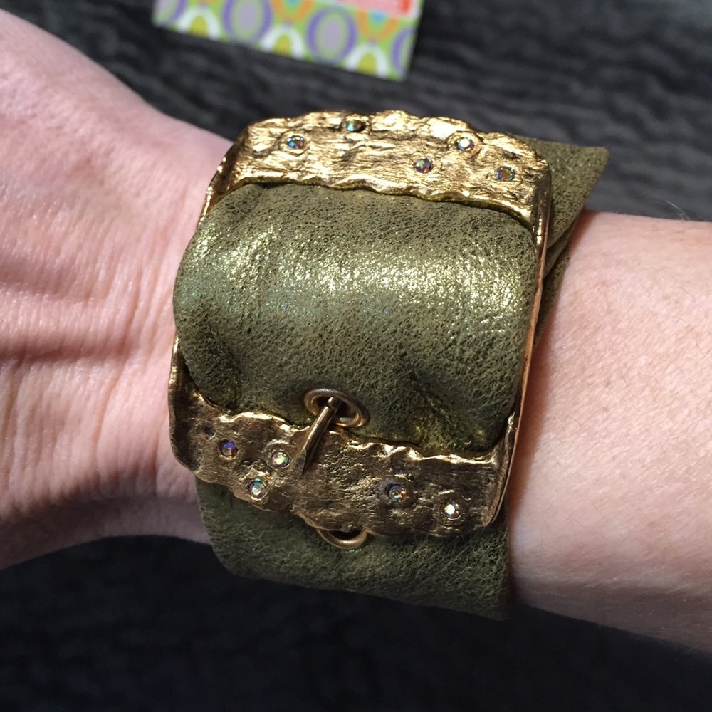 Rachel Abroms Olive Leather Buckle Bracelet
