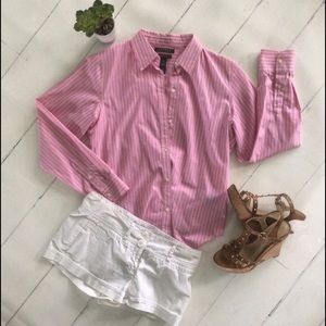 Lauren Ralph Lauren long sleeve pink pinstripe top
