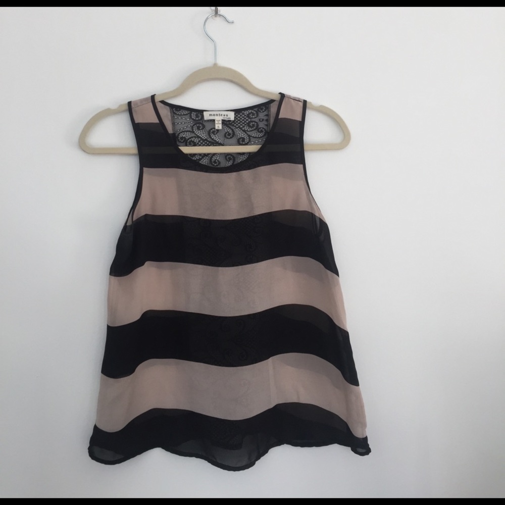 Black and cream stripe tank top