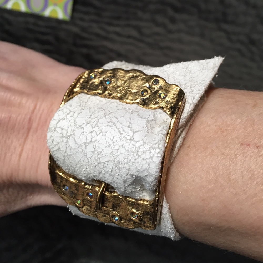 Rachel Abroms White Crackle Leather Bracelet