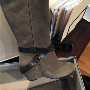 Wedge knee high boots