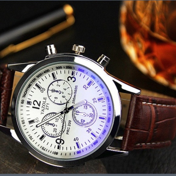 Men Fashion Luxury Faux Leather Blue Ray Glass. - Picture 2 of 2