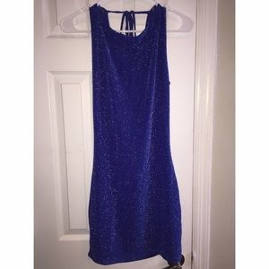 Blue sparkly dress with open back
