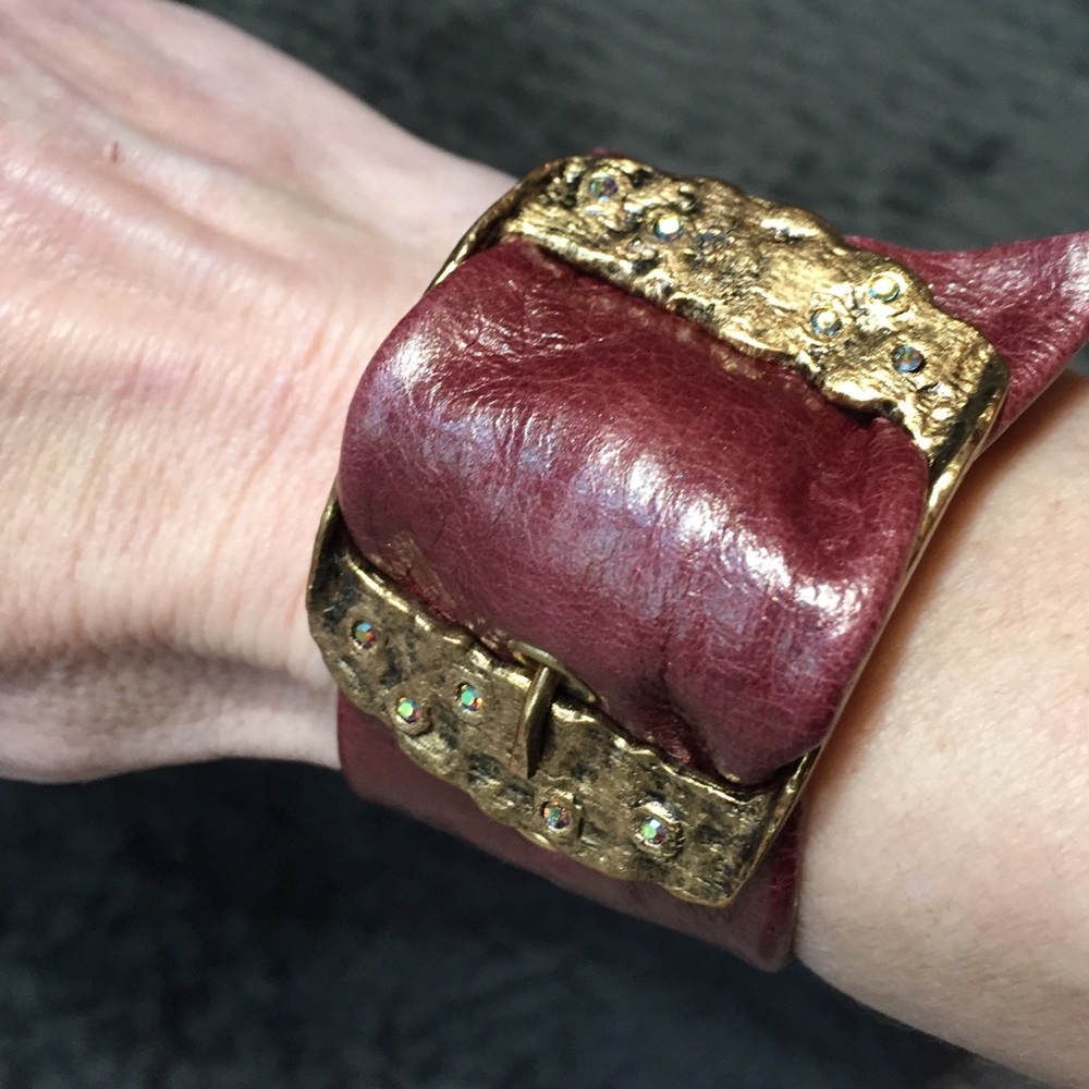 Rachel Abroms Burgandy Leather Buckle Bracelet