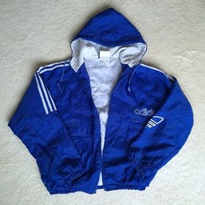 Vintage 90's Adidas Blue Hooded Windbreaker