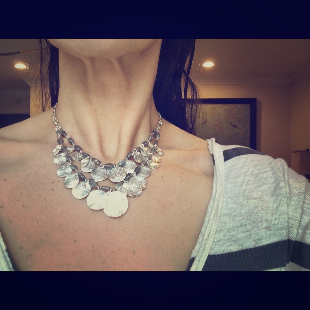 Stella & Dot silver bangle necklace