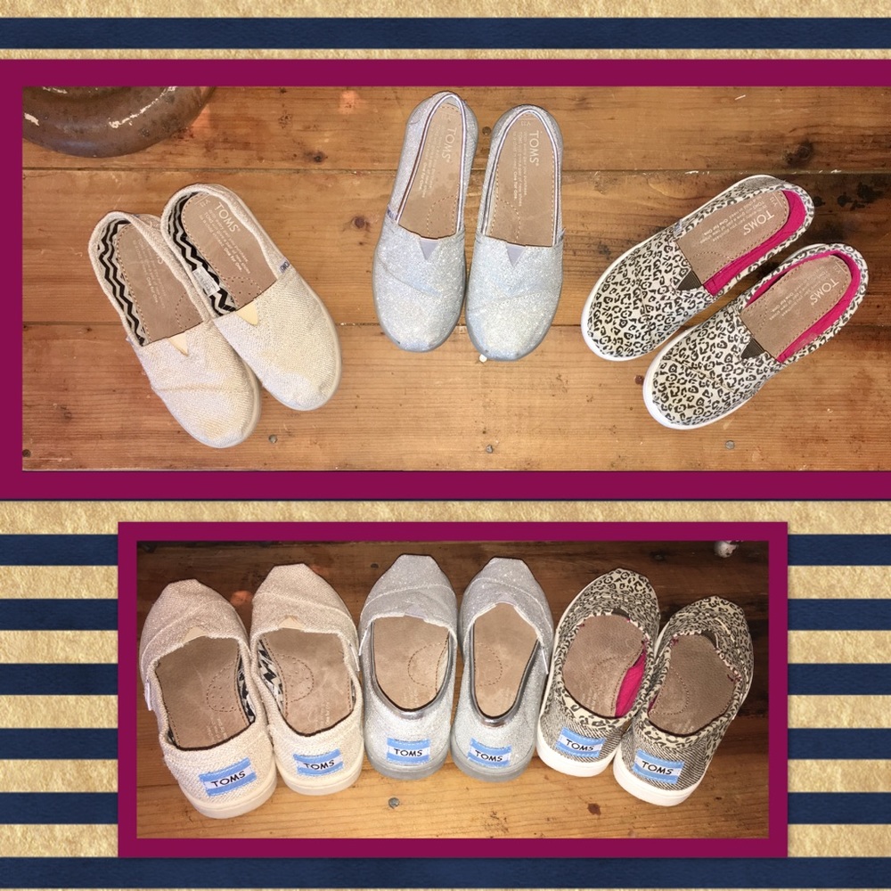 Lot of 3 pairs Girls Size Y13 TOMS shoes