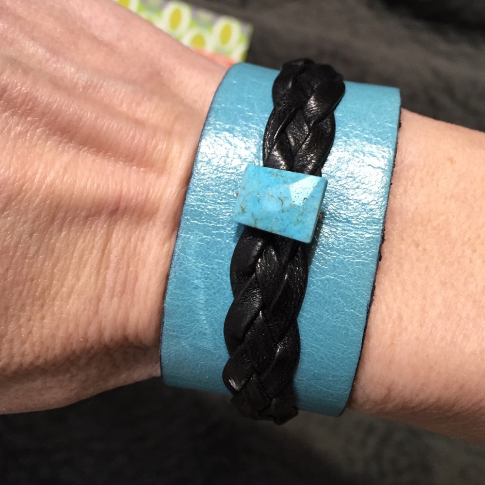 Rachel Abroms Turquoise Leather Snap Bracelet