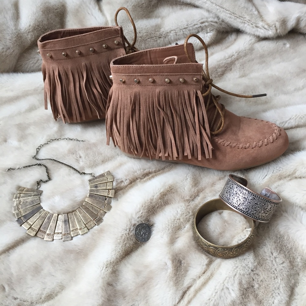 Leila Stone Fringe Booties