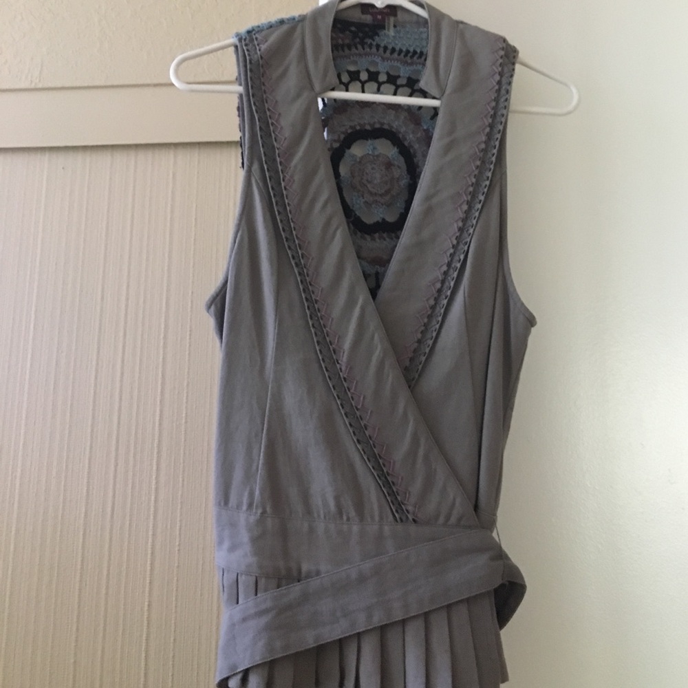 Woman's like new, gray macrame vest