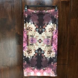 Topshop Floral Print Tube Skirt