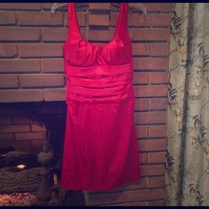 Red satin cocktail dress