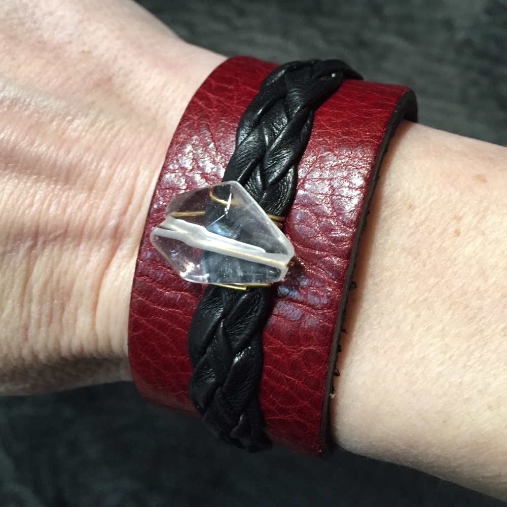Rachel Abroms Brick Red Braided Leather Bracelet