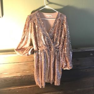 Rose-gold sequins party dress