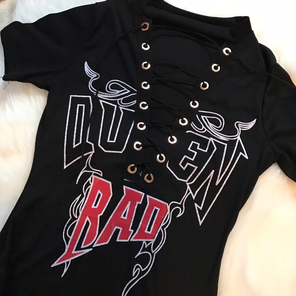 CLEARANCE 💸 "Queen of Rad" Lace Up shirt dress - Picture 3 of 7