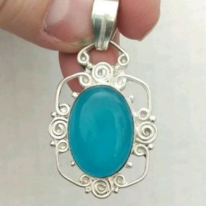 Gorgeous Blue Chalcedony Pendant in .925 Sterling