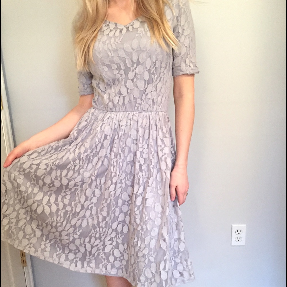 Mikarose pastel lavender midi lace dress