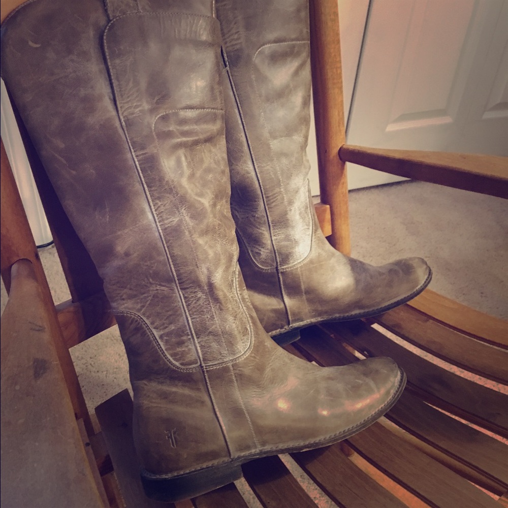 Frye Paige Tall Riding boots distressed grey
