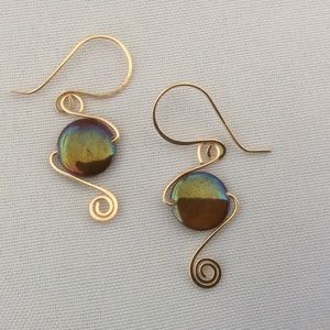 🎉SOLD🎉Iridescent Wire Wrap Earrings