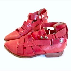 Red Strappy Free People Boots
